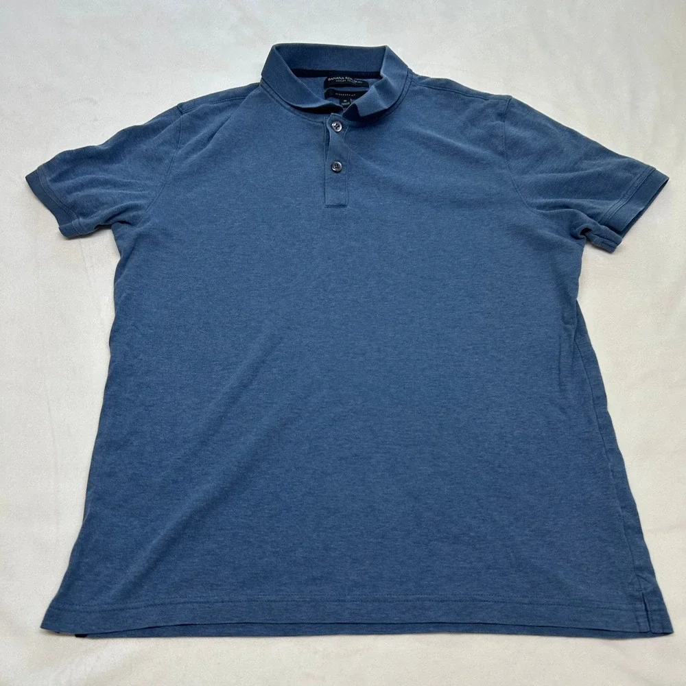 Banana Republic Luxury Touch Polo Shirt Mens Medium Blue Standard Fit Casual